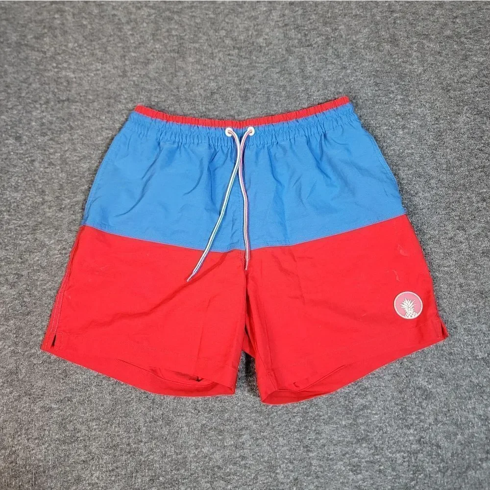 Chubbies The Liberties Mens Swim Trunk Size S Blue Red  5.5” Magic Print Classic